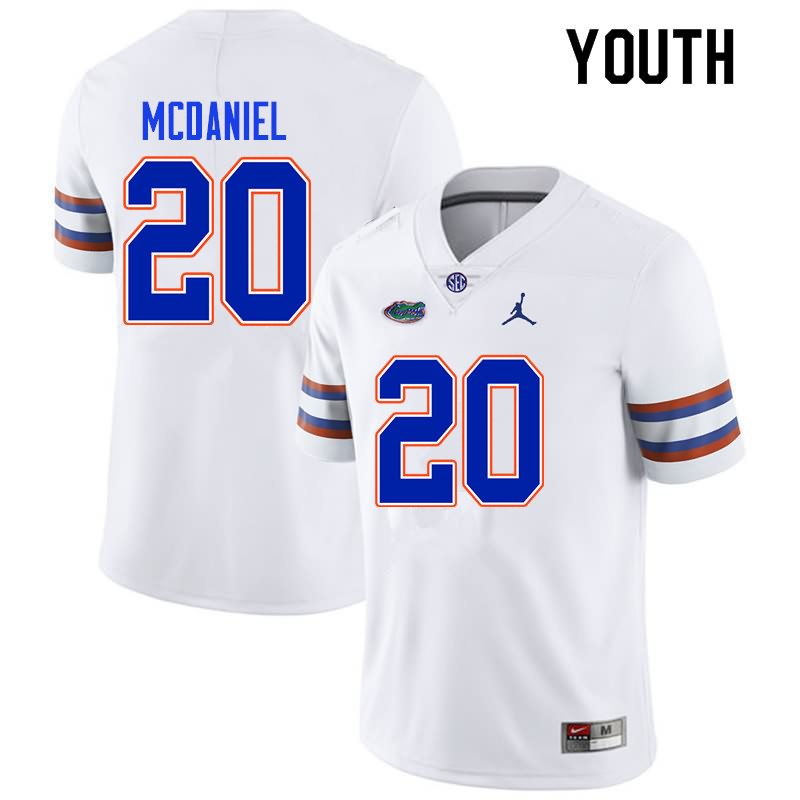 Youth NCAA Florida Gators Mordecai McDaniel #20 Stitched Authentic Nike White College Football Jersey GGQ2365CW